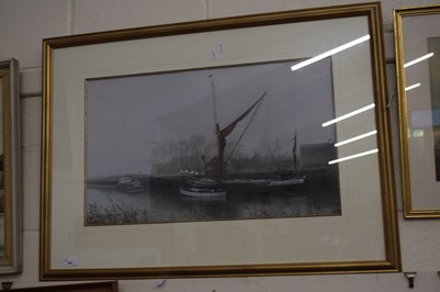 Lot 760 - Moored Wherry, print, framed and glazed