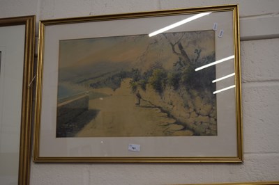 Lot 761 - Figure on a path, watercolour, framed and glazed