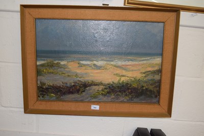 Lot 764 - Abstract coastal landscape, oil on board, framed