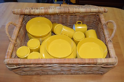 Lot 766 - A wicker hamper and picnic set