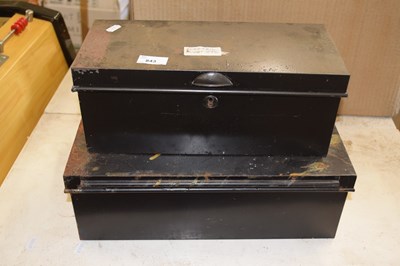 Lot 843 - Two metal deed boxes