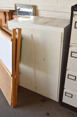 Lot 866 - A white painted two door cupboard and contents