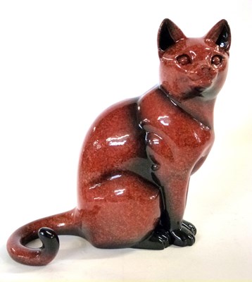 Lot 370 - A Studio Pottery Flambe glaze cat