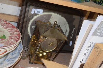 Lot 663 - Mixed Lot: Mantel clock, framed reproduction...