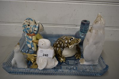 Lot 240 - VARIOUS ANIMAL ORNAMENTS, GLASS TRAY ETC