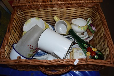 Lot 897 - Picnic basket containing various assorted tea...