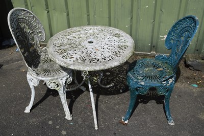 Lot 1232 - Garden bistro set, table and two chairs