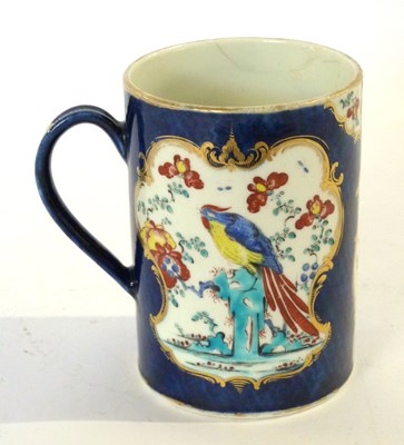 Lot 395 - An 18th Century Worcester mug, the blue ground...