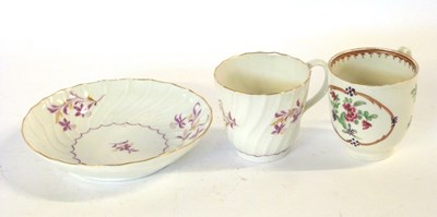 Lot 413 - A Worcester cup and saucer of wrythen shape...