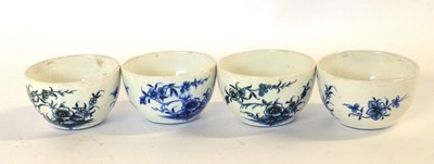 Lot 416 - Group of four continental porcelain tea bowls,...