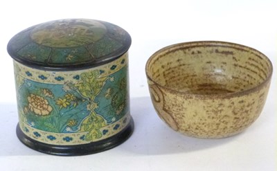 Lot 419 - A small Studio Pottery bowl and lacquered tin...