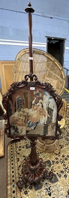 Lot 438 - A Victorian mahogany framed pole screen, the...