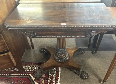 Lot 453 - An early 19th Century rosewood card table, the...