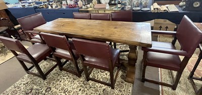 Lot 456 - A good quality reproduction oak refectory...