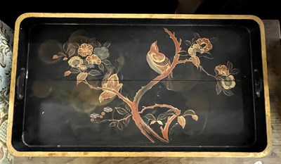 Lot 522 - A Chinese black lacquered serving tray with...