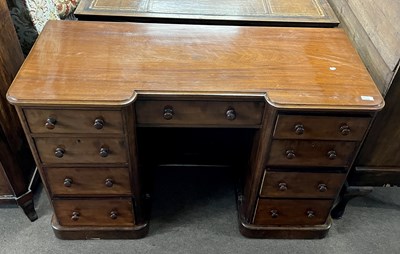 Lot 513 - A Victorian mahogany twin pedestal desk or...