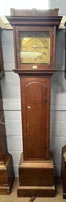 Lot 488 - A Georgian brass faced long case clock, the...