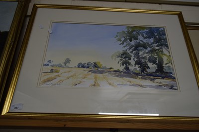 Lot 267 - JANE MACFARLANE, HARVEST TIME, WATERCOLOUR,...