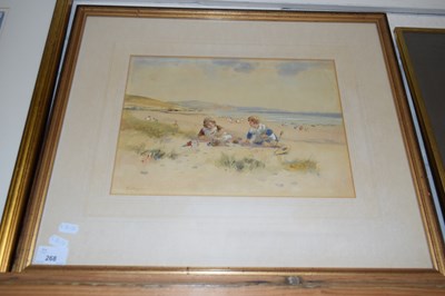 Lot 268 - TOM PATERSON, CHILDREN ON A BEACH, WATERCOLOUR,...