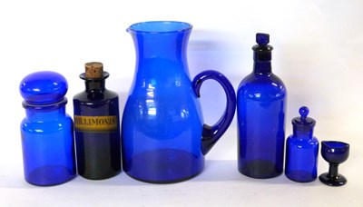 Lot 655 - Group of Bristol blue glass wares including a...