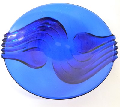 Lot 656 - A large blue glass Art Deco style bowl...