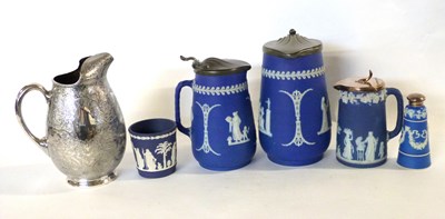 Lot 657 - Group of late 19th Century Wedgwood blue...