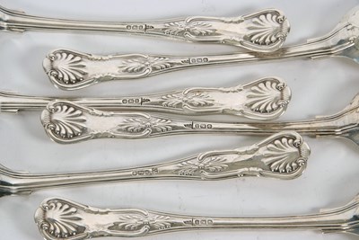 Lot 37 - Six Kings pattern tablespoons, double struck,...