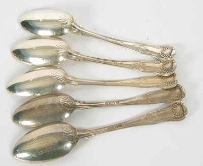 Lot 40 - Five silver Kings pattern dessert spoons,...