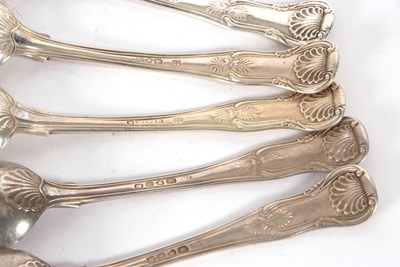 Lot 40 - Five silver Kings pattern dessert spoons,...