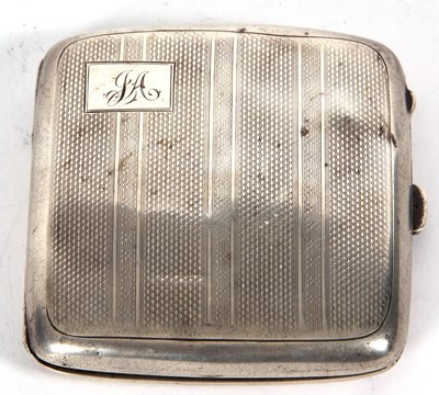 Lot 46 - A George V silver cigarette case of square...
