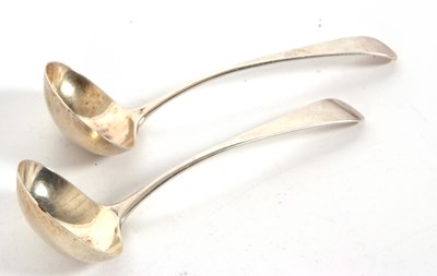 Lot 55 - A pair of George III silver sauce ladles with...