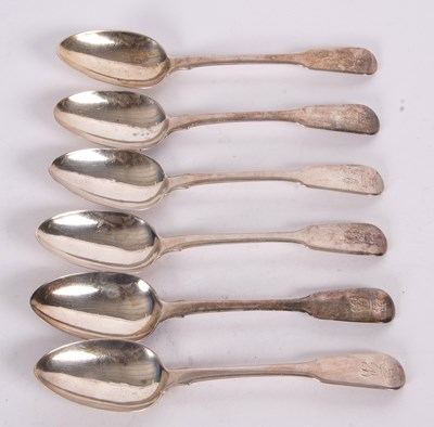 Lot 62 - A set of six George IV silver dessert spoons,...