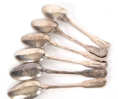 Lot 62 - A set of six George IV silver dessert spoons,...