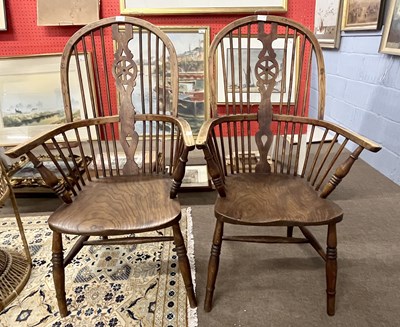 Lot 439A - A pair of 19th Century Windsor wheel back...