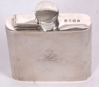 Lot 74 - A George VI silver spirit flask, engine turned...
