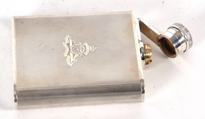 Lot 74 - A George VI silver spirit flask, engine turned...