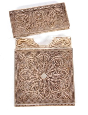 Lot 78 - An antique Middle Eastern white metal card...