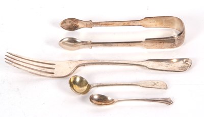 Lot 101 - A George IV silver fiddle pattern table fork,...