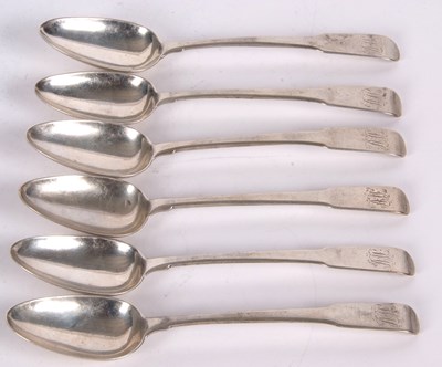 Lot 103 - Six Scottish Provincial silver tablespoons,...