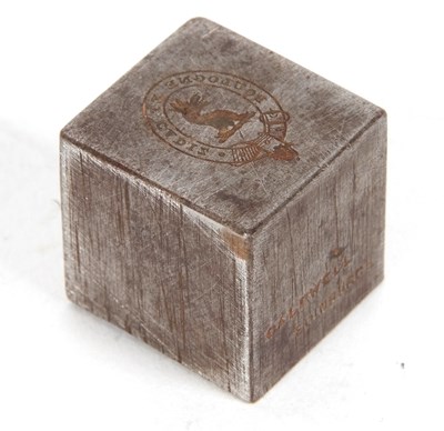 Lot 122 - A vintage metal cube shaped paperweight/seal,...