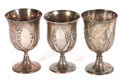 Lot 157 - A group of three Victorian goblets each...