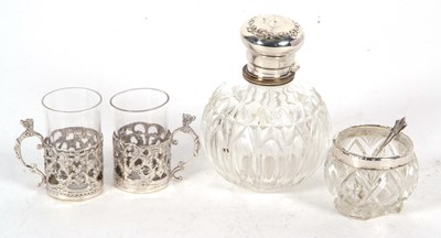 Lot 162 - Mixed Lot: A George V cut glass scent bottle...