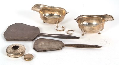 Lot 165 - Mixed Lot: Two silver sauce boats, two silver...