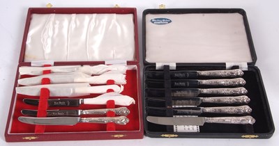 Lot 182 - Mixed Lot: A case of six silver handled knives,...