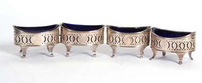 Lot 187 - Four George III silver pierced salts of...