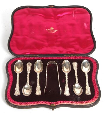 Lot 195 - A Victorian cased set of six silver teaspoons...