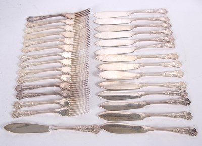 Lot 404A - A group of silver plated Kings pattern fish...