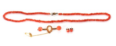 Lot 78 - A group of coral jewellery, to include an oval...