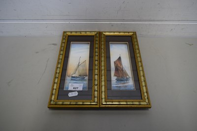 Lot 627 - TWO MODERN DECOUPAGE PICTURES, THAMES BARGE...