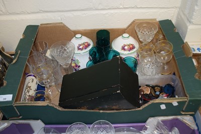 Lot 30 - Box of mixed items to include turquoise wine...